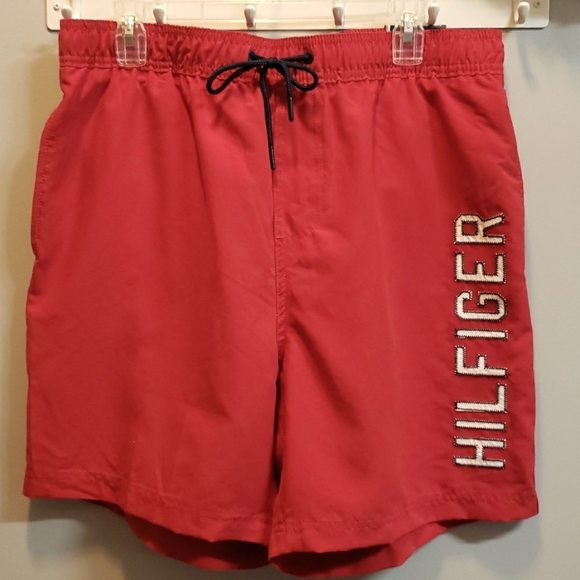 Tommy Hilfiger NWT Red with Logo Swim Trunks - Picture 1 of 6